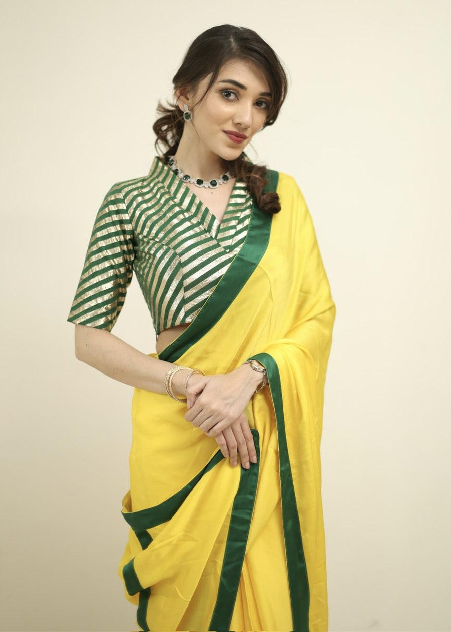 Yellow amber saree - Ekaa Fashion